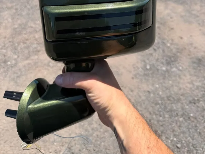 Painted Jeep mirror assembly.